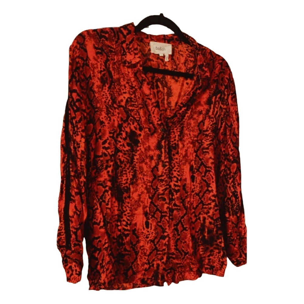 Ba&sh Red Snakeskin Button Down Blouse